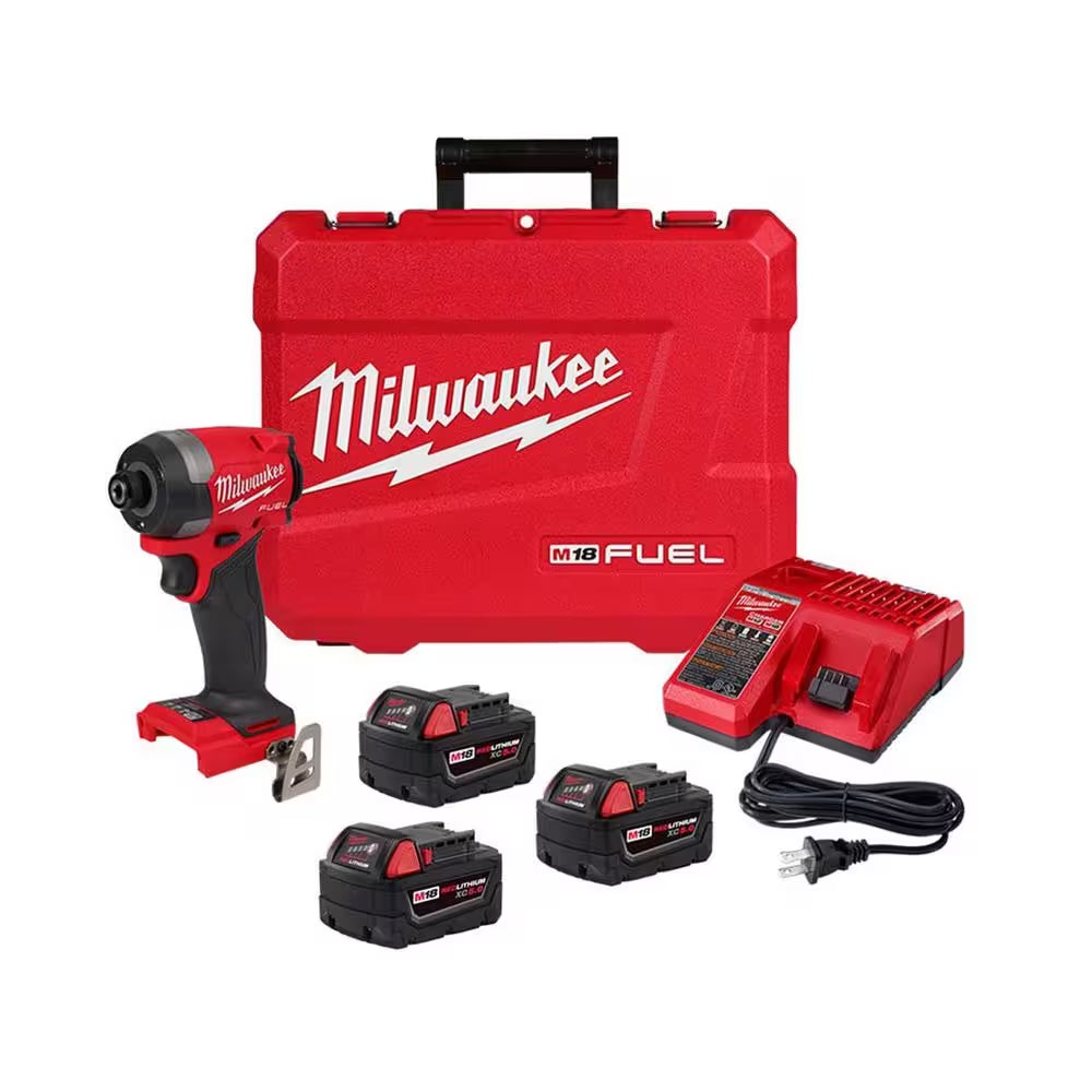 M18 FUEL 18-Volt Lithium-Ion Brushless Cordless 1/4 In. Hex Impact Driver and 4-1/2 In./5 In. Grinder with Paddle Switch