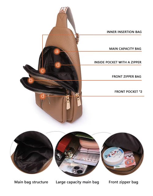 Load image into Gallery viewer, UrbanChic Crossbody – Waterproof PU Leather Chest &amp; Shoulder Bag for Women on the Go
