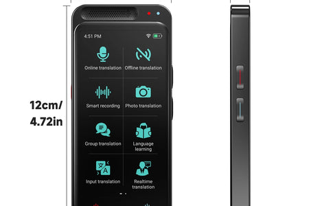 Language Translator Device, Two-Way Smart Voice and Photo Pocket Translator Real Time, Online Offline Translation for Business, Learning,Black