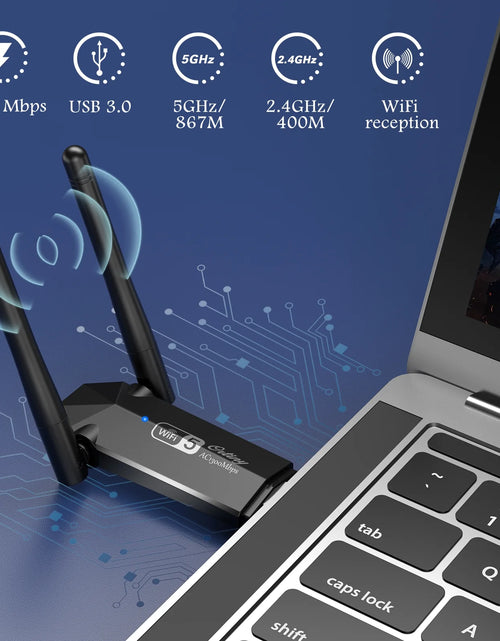Load image into Gallery viewer, 1300Mbps USB 3.0, 867Mbps on 5Ghz / 400Mbps on 2.4Ghz Dual-Band USB Wi-Fi Adapter
