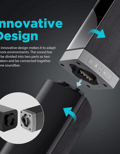 Load image into Gallery viewer, Bluetooth Sound Bar for TV, 50W Sound Bar with 4 Drivers and Remote Control, Home Audio TV Speakers Sound Bar with Arc/Optical/Aux Connect
