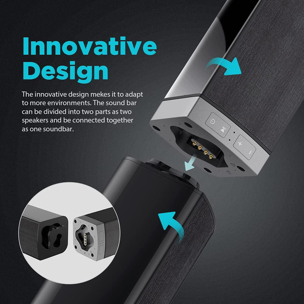 Bluetooth Sound Bar for TV, 50W Sound Bar with 4 Drivers and Remote Control, Home Audio TV Speakers Sound Bar with Arc/Optical/Aux Connect