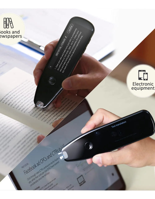 Load image into Gallery viewer, Language Translator Device,Translator Pen Reading Tool for Dyslexia， Reader Pen Translation Scanner Dictionary Pen with Voice &amp; Camera Translators, Portable Translator for Language Learners, Black
