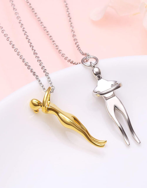 Load image into Gallery viewer, Hug Couple Necklace 925 Sterling Silver Hugging Couples Pendant Jewelry Gifts
