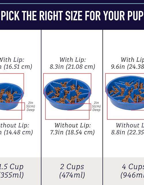 Load image into Gallery viewer, Slow Feeder Dog Bowls - Cup Maze Puzzle Food Bowl with Feeder Holes, Fits into Elevated Pet Feeders - Slow Eating for Large, Medium &amp; Small Sized Breeds (2 Cup - 7.5-8 Inch Feeder Holes)
