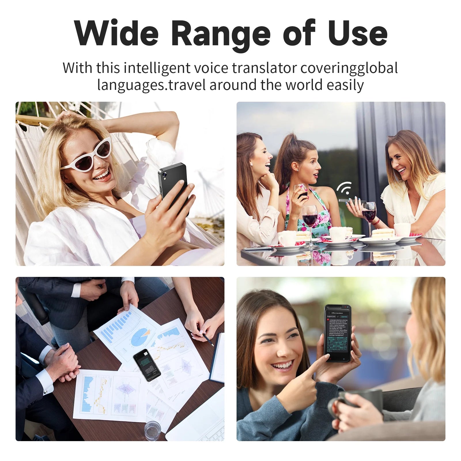 Language Translator Device, Two-Way Smart Voice and Photo Pocket Translator Real Time, Online Offline Translation for Business, Learning,Black
