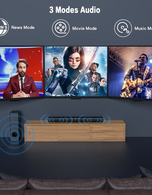 Load image into Gallery viewer, 4.1Ch Sound Bar with Subwoofer, 120W Separable Sound Bar for TV, 2-In-1 Detachable Sound Bar with Usb/Aux/Coaxial/Optical/Hdmi/Bluetooth
