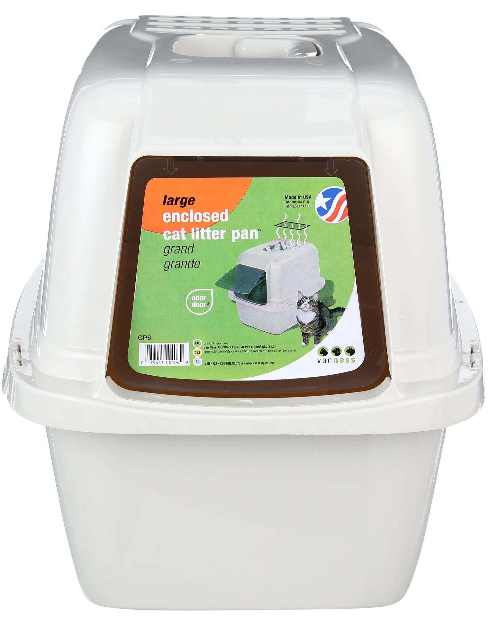 Van Ness Pets Odor Control Large Enclosed Cat Litter Box, Hooded, Pearl, CP6