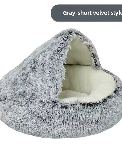 Load image into Gallery viewer, Autumn and Winter Soft Plush Pet Bed and Pet Bed Winter Warm and Cold Plush Comforter Nest Shell Cat Nest Semi-Enclosed Cat Nest
