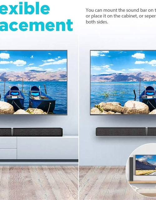 Load image into Gallery viewer, Bluetooth Sound Bar for TV, 50W Sound Bar with 4 Drivers and Remote Control, Home Audio TV Speakers Sound Bar with Arc/Optical/Aux Connect
