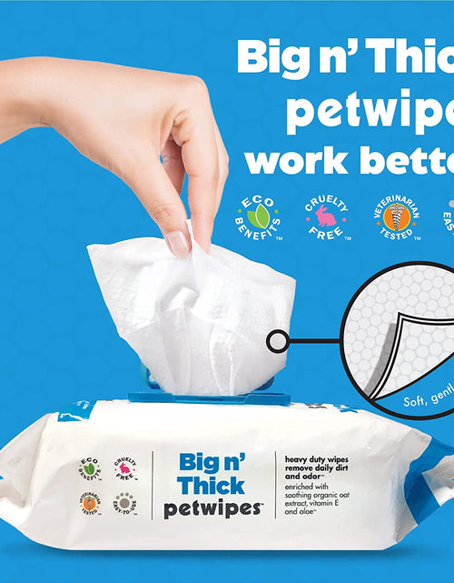 Load image into Gallery viewer, Petwipes – Big 'N Thick Extra Large Pet Wipes for Dogs and Cats – Cleans Face, Ears, Body and Eye Area – Super Convenient, Ideal for Home or Travel
