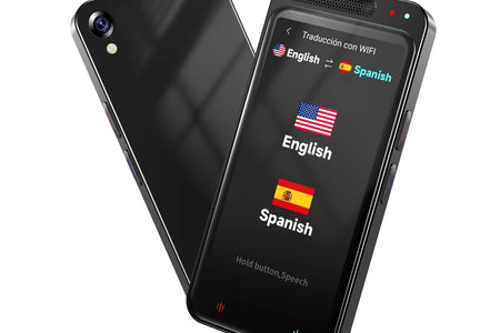 Language Translator Device, Two-Way Smart Voice and Photo Pocket Translator Real Time, Online Offline Translation for Business, Learning,Black