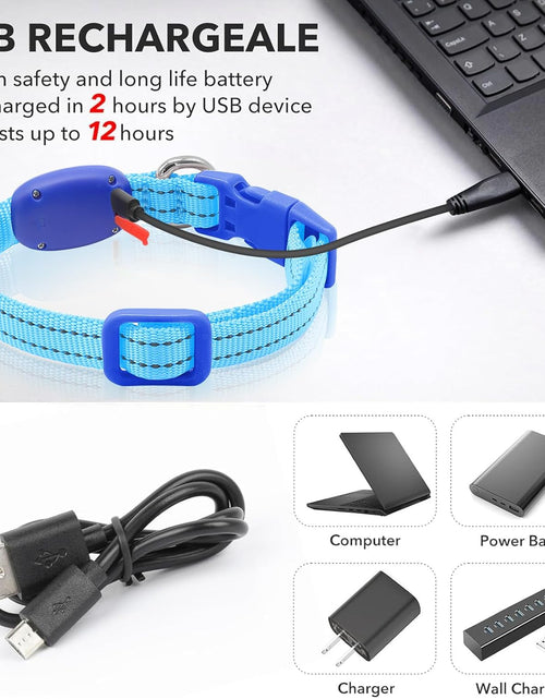 Load image into Gallery viewer, Puppy LED Dog Collars - USB Rechargeable Light up Dog Collar Adjustable Reflective Pet Collars Keep Your Small Dogs and Cats Be Seen &amp; Safe in the Dark (XS, Royal Blue)
