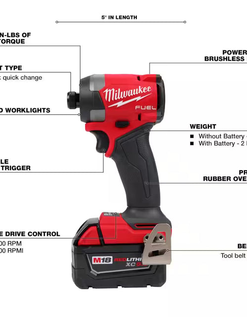 Load image into Gallery viewer, M18 FUEL 18-Volt Lithium-Ion Brushless Cordless 1/4 In. Hex Impact Driver and 4-1/2 In./5 In. Grinder with Paddle Switch
