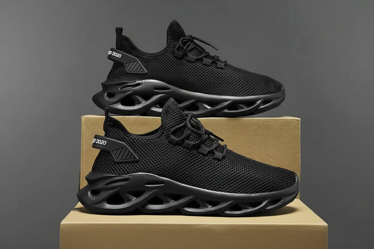 Men Sports Running Black Jogging Shoes Casual Sneakers Brown Outdoor Breathable Mesh Women Light Shock-Absorption Black Tennis