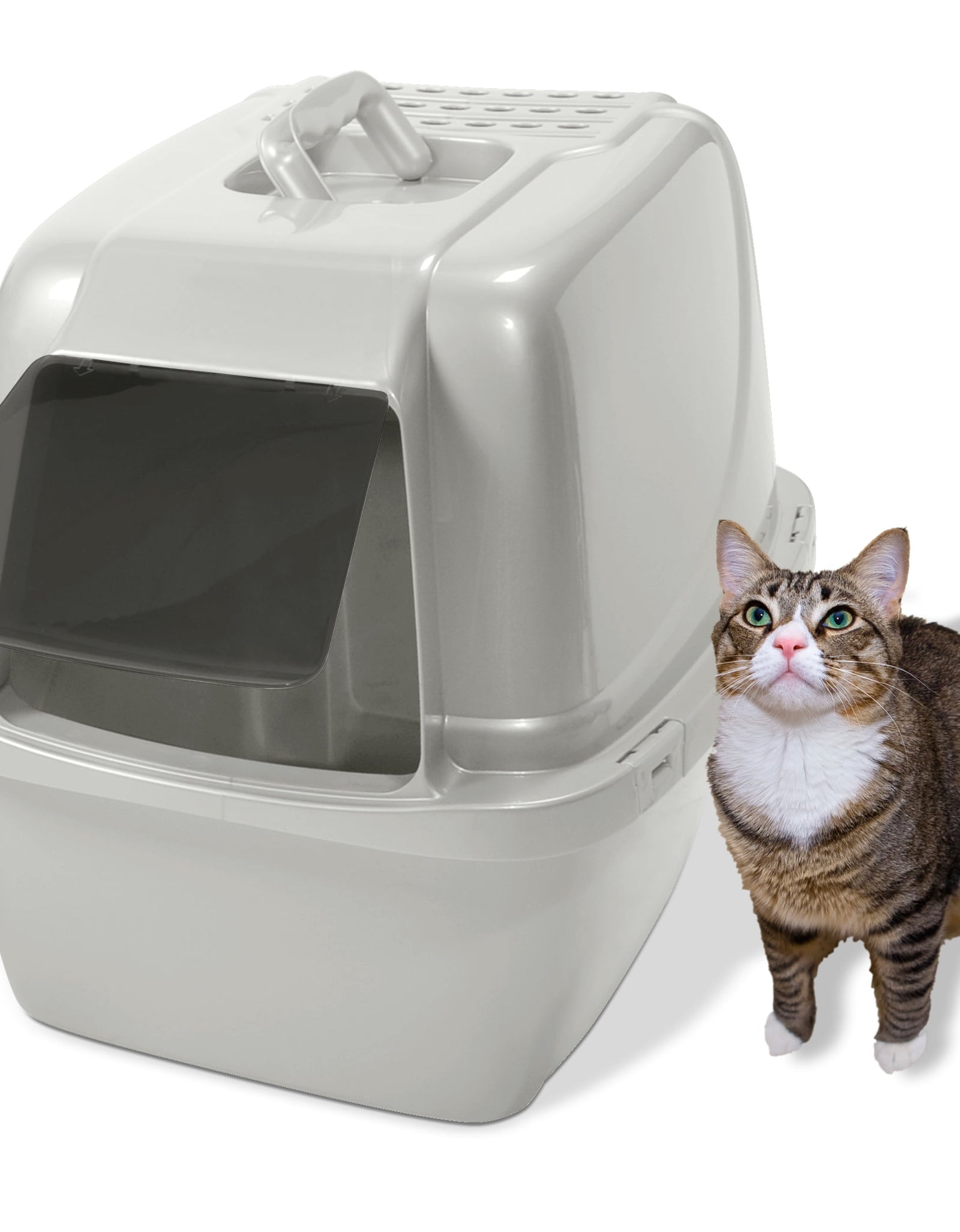 Van Ness Pets Odor Control Large Enclosed Cat Litter Box, Hooded, Pearl, CP6