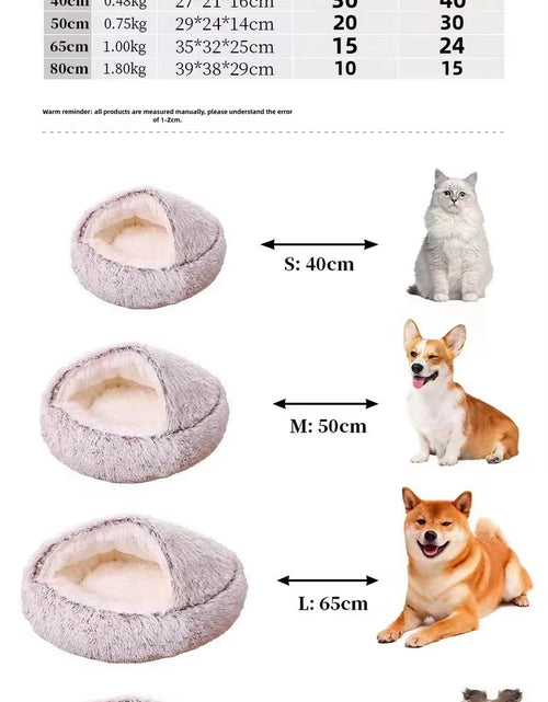 Load image into Gallery viewer, Autumn and Winter Soft Plush Pet Bed and Pet Bed Winter Warm and Cold Plush Comforter Nest Shell Cat Nest Semi-Enclosed Cat Nest
