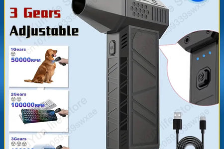 Mini Turbo Jet Fan Electric Air Duster with 1&3 Gear Adjustable Speed 130000RPM 52M/S Car Computer Cleaning Blower Tool Kit