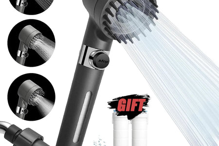 PureFlow High-Pressure Shower Head – 3-Mode Adjustable Spray with Massage Brush Filter for Ultimate Bathroom Relaxation