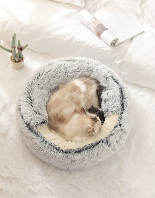 Load image into Gallery viewer, Autumn and Winter Soft Plush Pet Bed and Pet Bed Winter Warm and Cold Plush Comforter Nest Shell Cat Nest Semi-Enclosed Cat Nest
