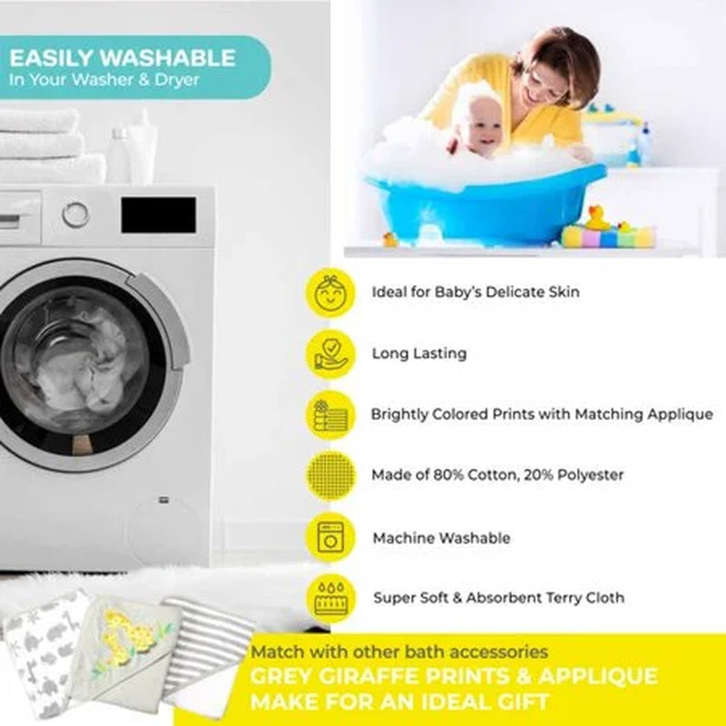Juego De Toallas Con Capucha Para Baño Y Paños Para Bebés, Juego De Regalo De 23 Piezas, Jirafa Gris