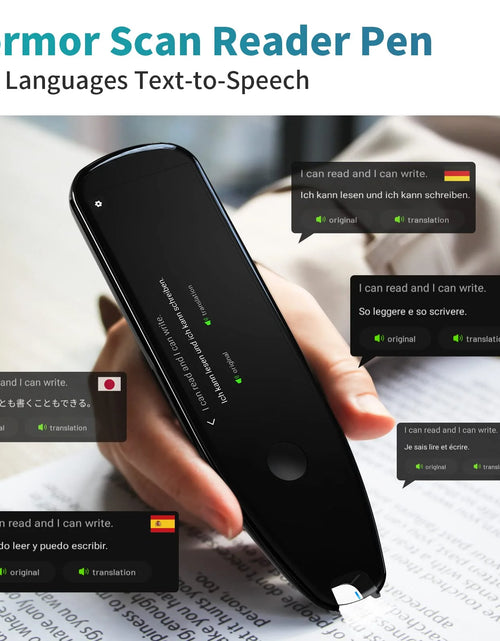 Load image into Gallery viewer, Language Translator Device,Translator Pen Reading Tool for Dyslexia， Reader Pen Translation Scanner Dictionary Pen with Voice &amp; Camera Translators, Portable Translator for Language Learners, Black
