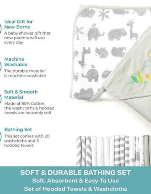 Load image into Gallery viewer, Juego De Toallas Con Capucha Para Baño Y Paños Para Bebés, Juego De Regalo De 23 Piezas, Jirafa Gris
