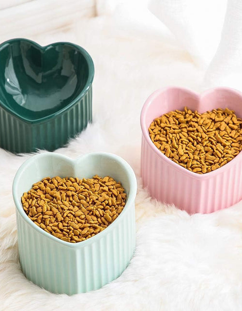 Load image into Gallery viewer, Ceramic Raised Cat Bowls, Tilted Elevated Food or Water Bowls, Stress Free, Backflow Prevention, Dishwasher and Microwave Safe, Lead &amp; Cadmium Free
