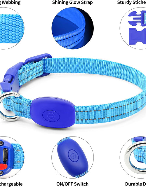 Load image into Gallery viewer, Puppy LED Dog Collars - USB Rechargeable Light up Dog Collar Adjustable Reflective Pet Collars Keep Your Small Dogs and Cats Be Seen &amp; Safe in the Dark (XS, Royal Blue)
