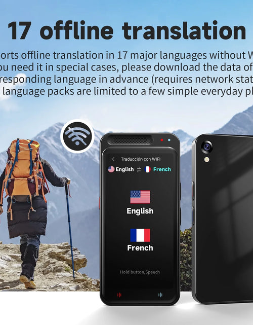 Load image into Gallery viewer, Language Translator Device, Two-Way Smart Voice and Photo Pocket Translator Real Time, Online Offline Translation for Business, Learning,Black
