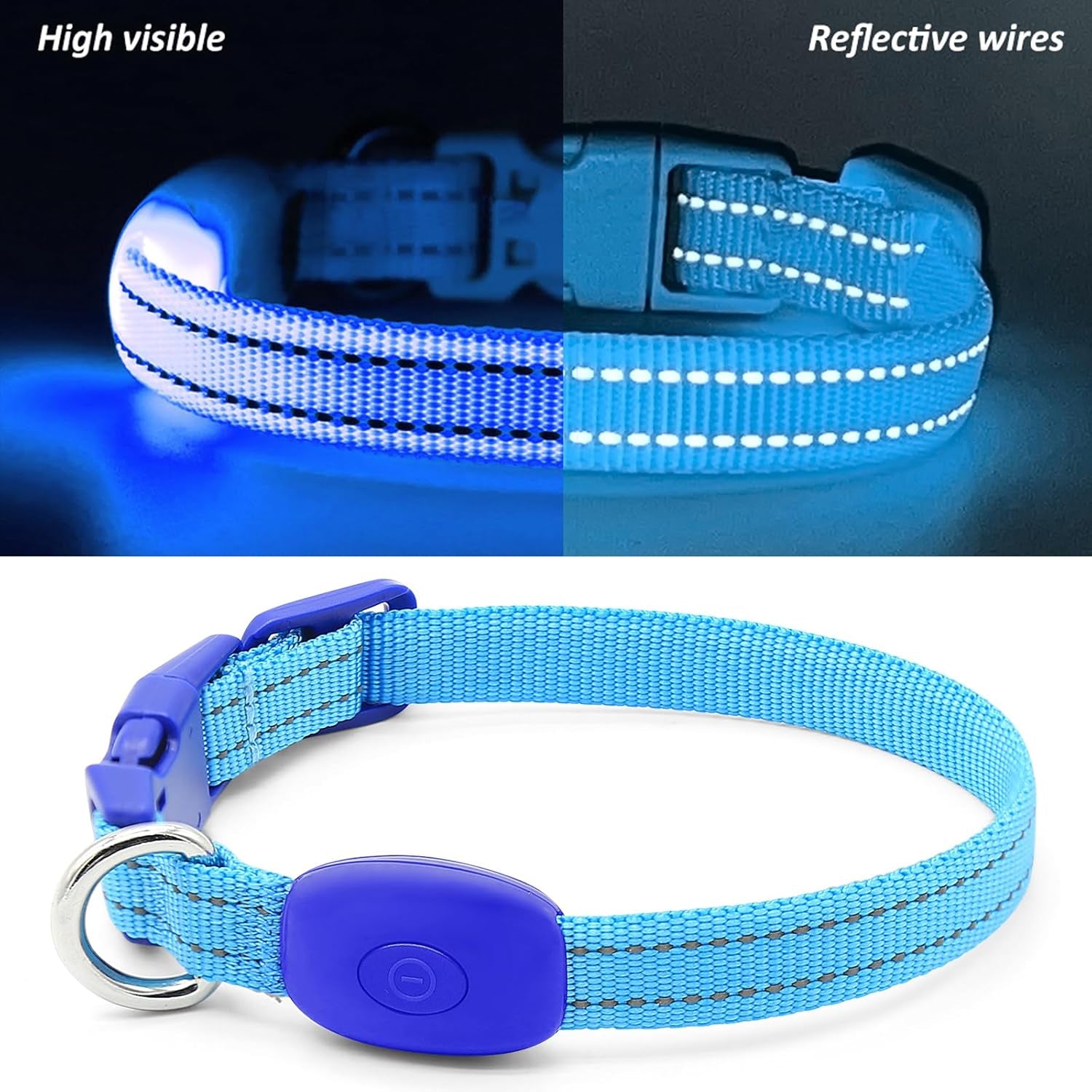 Puppy LED Dog Collars - USB Rechargeable Light up Dog Collar Adjustable Reflective Pet Collars Keep Your Small Dogs and Cats Be Seen & Safe in the Dark (XS, Royal Blue)