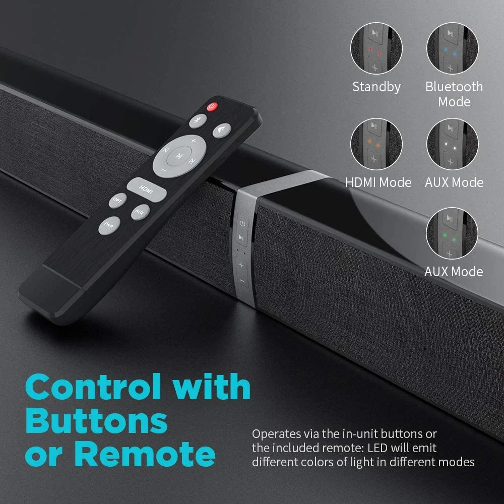 Bluetooth Sound Bar for TV, 50W Sound Bar with 4 Drivers and Remote Control, Home Audio TV Speakers Sound Bar with Arc/Optical/Aux Connect