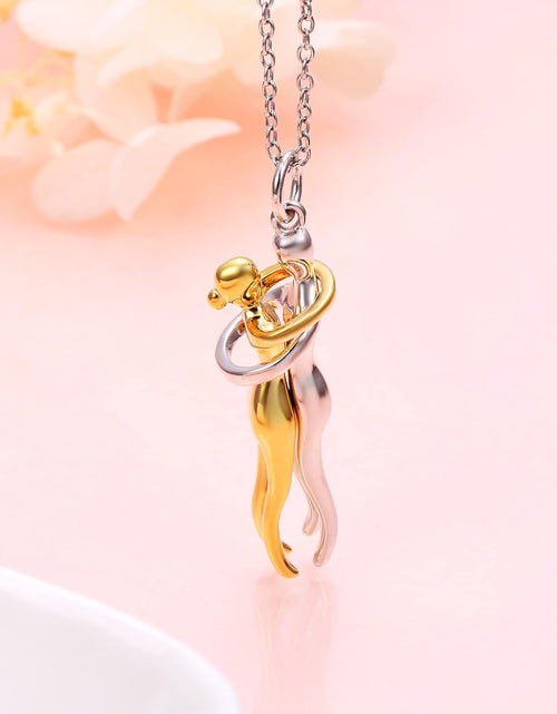 Load image into Gallery viewer, Hug Couple Necklace 925 Sterling Silver Hugging Couples Pendant Jewelry Gifts
