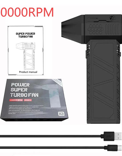 Load image into Gallery viewer, Mini Turbo Jet Fan Electric Air Duster with 1&amp;3 Gear Adjustable Speed 130000RPM 52M/S Car Computer Cleaning Blower Tool Kit
