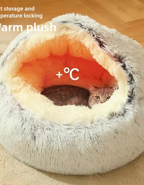 Load image into Gallery viewer, Autumn and Winter Soft Plush Pet Bed and Pet Bed Winter Warm and Cold Plush Comforter Nest Shell Cat Nest Semi-Enclosed Cat Nest
