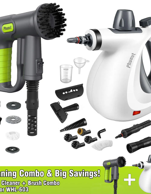 Load image into Gallery viewer, Pressurized Handheld Steam Cleaner &amp; Rechargeable Spin Scrubber
