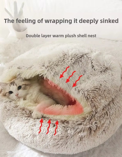 Load image into Gallery viewer, Autumn and Winter Soft Plush Pet Bed and Pet Bed Winter Warm and Cold Plush Comforter Nest Shell Cat Nest Semi-Enclosed Cat Nest
