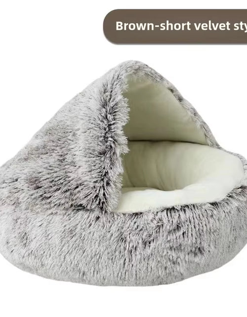 Load image into Gallery viewer, Autumn and Winter Soft Plush Pet Bed and Pet Bed Winter Warm and Cold Plush Comforter Nest Shell Cat Nest Semi-Enclosed Cat Nest
