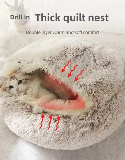 Load image into Gallery viewer, Autumn and Winter Soft Plush Pet Bed and Pet Bed Winter Warm and Cold Plush Comforter Nest Shell Cat Nest Semi-Enclosed Cat Nest
