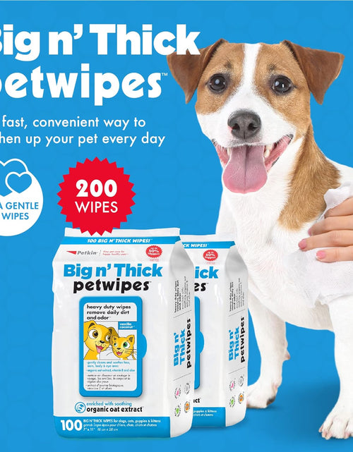 Load image into Gallery viewer, Petwipes – Big 'N Thick Extra Large Pet Wipes for Dogs and Cats – Cleans Face, Ears, Body and Eye Area – Super Convenient, Ideal for Home or Travel
