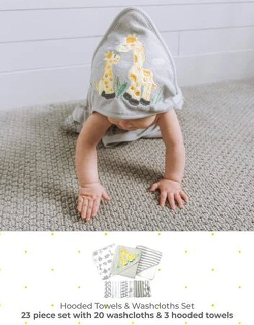 Load image into Gallery viewer, Juego De Toallas Con Capucha Para Baño Y Paños Para Bebés, Juego De Regalo De 23 Piezas, Jirafa Gris
