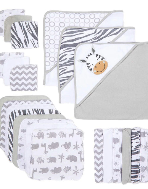 Load image into Gallery viewer, Juego De Toallas Con Capucha Para Baño Y Paños Para Bebés, Juego De Regalo De 23 Piezas, Jirafa Gris
